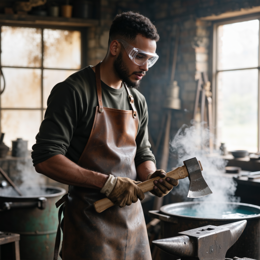 三十岁左右男性用户头像，穿工装，车间背景