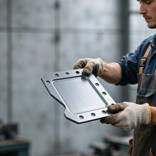 四十五岁左右男性用户头像，穿蓝色工装，车间背景